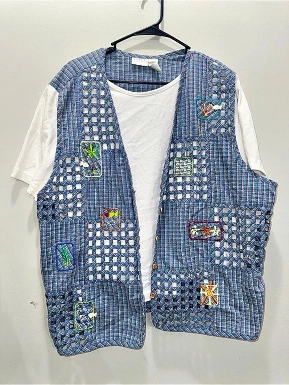KORETO FRANCESCA embroidered plaid vest